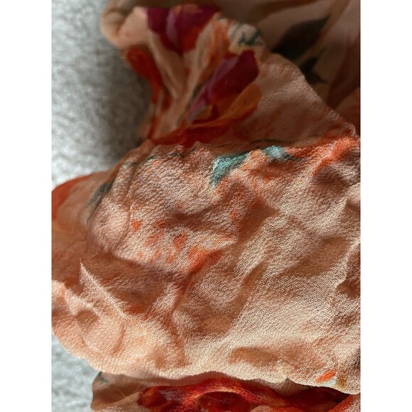 Vintage  2 Shawl Scarf Sheer Orange And Yellow Large 64x30” - Picture 3 of 8